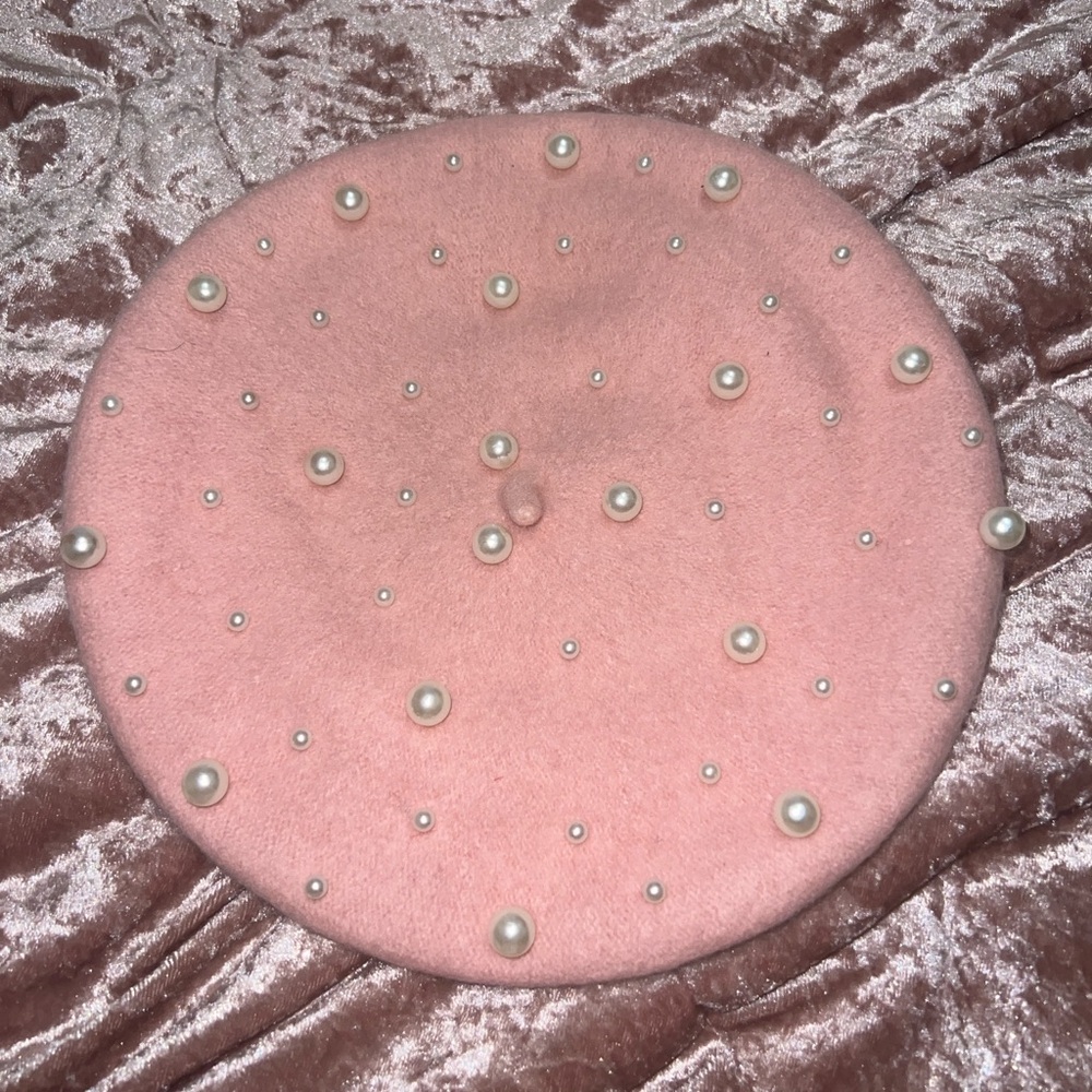 Sparkling Pink Beret with Rhinestone Accents